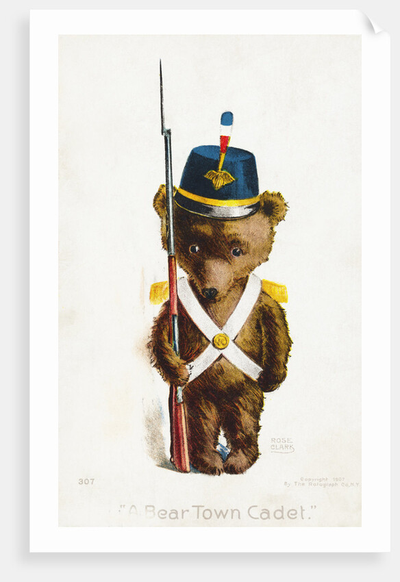 A Bear Town Cadet. Postcard by Rose Clark