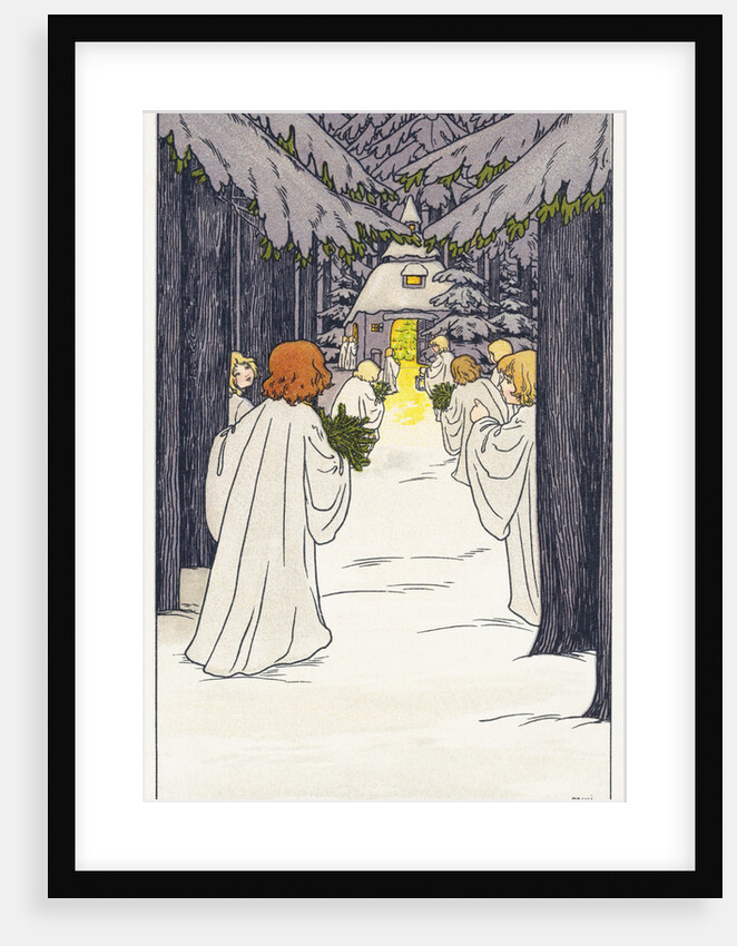 Postcard of a Snowy Christmas Scene by Pauli Ebner