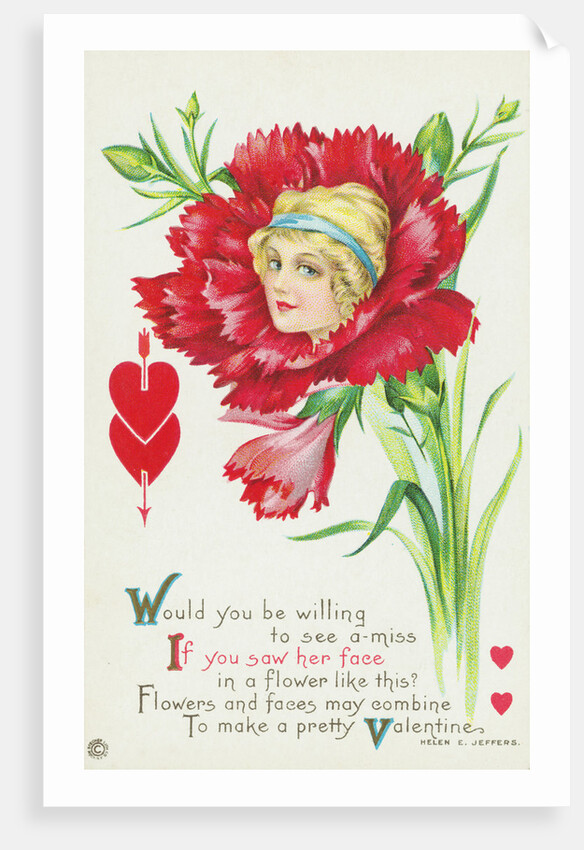 Would You be Willing to See a Miss if You Saw Her Face in a Flower Like This? Postcard by Anonymous