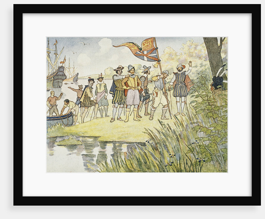 Illustration of Captain John Smith Landing in the New World by E. Boyd Smith