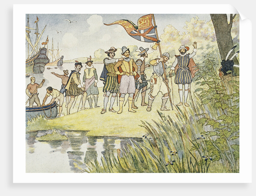 Illustration of Captain John Smith Landing in the New World by E. Boyd Smith