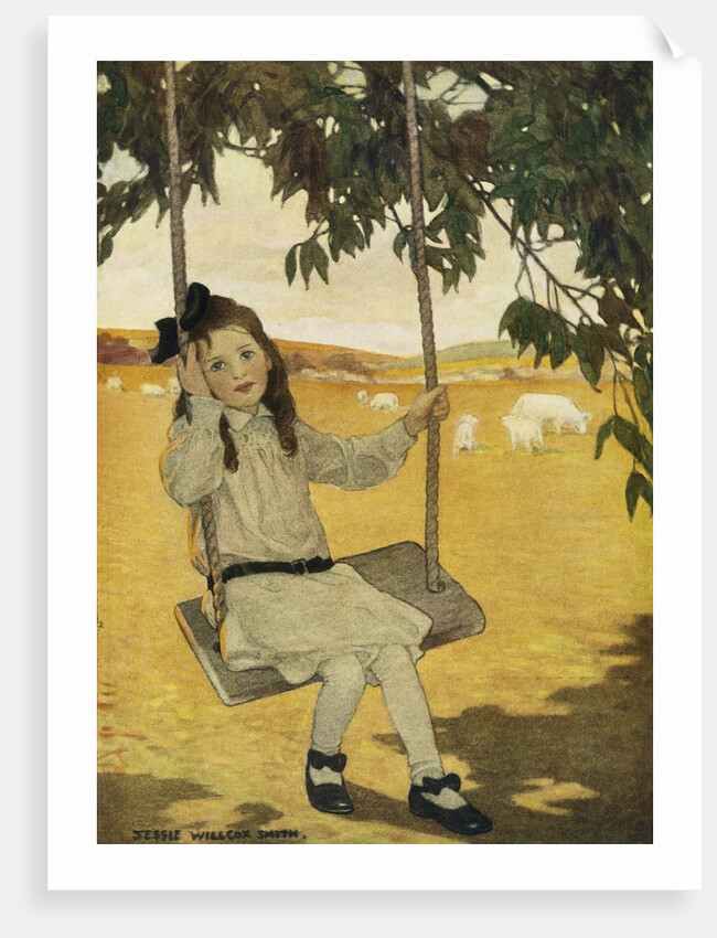 Illustration of a Girl on a Swing by Jessie Willcox Smith