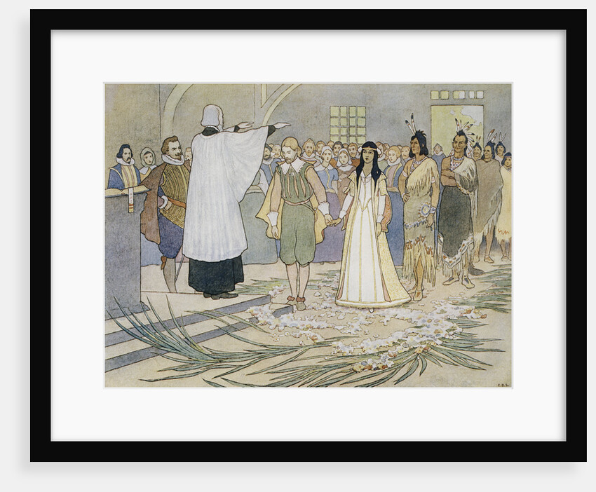 Illustration of the Marriage of Pocahontas and John Rolfe by E. Boyd Smith