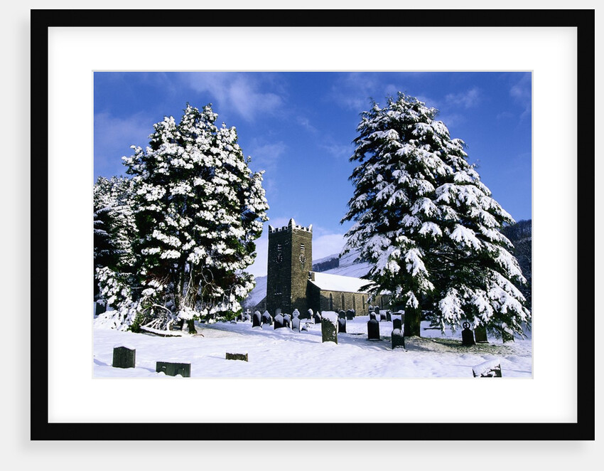 Snow Covered Church and Cemetery by Anonymous