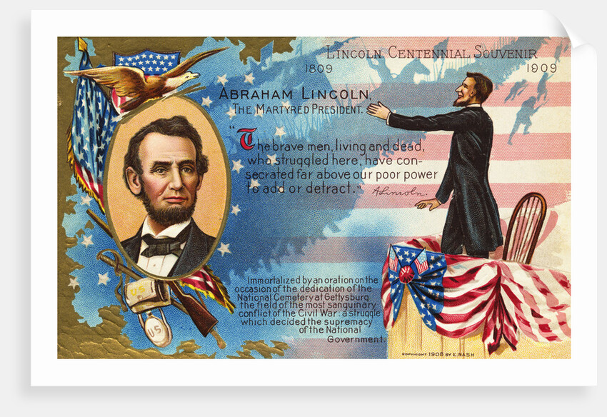 Abraham Lincoln Postcard with Battle of Gettysburg by Anonymous