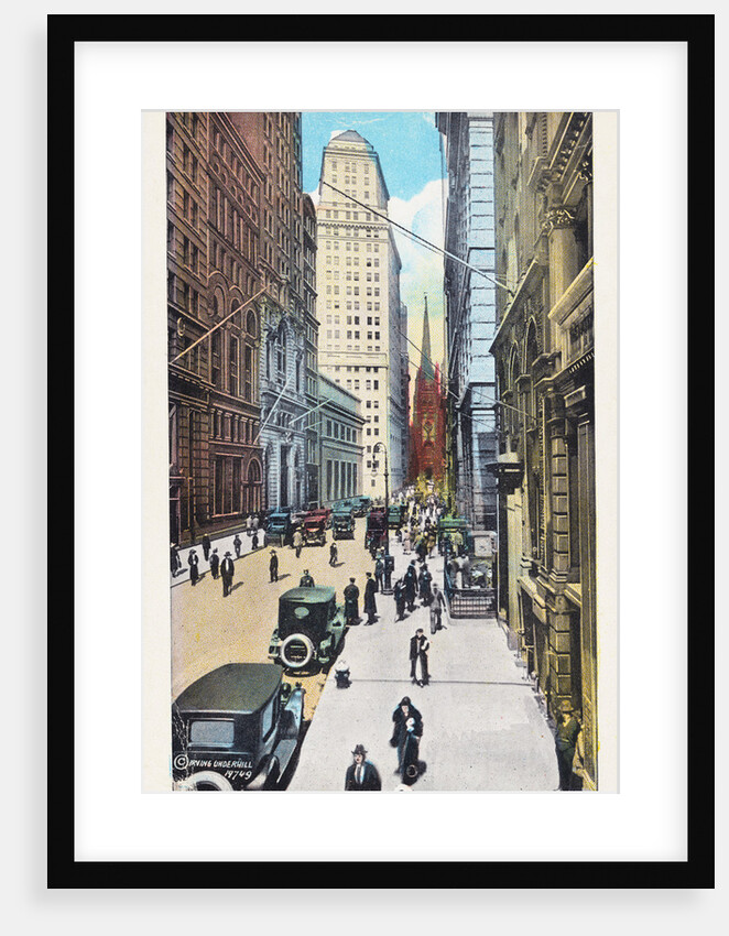 Wall Street Looking West, New York City Postcard by Irving Underhill