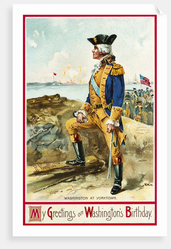 My Greetings on Washington's Birthday Postcard by Richard Veenfliet