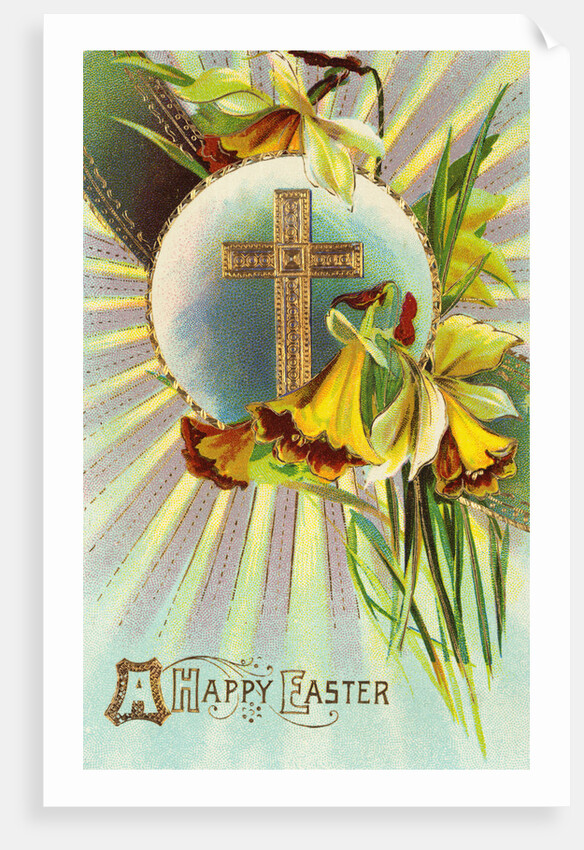 A Happy Easter Postcard with a Cross by Anonymous