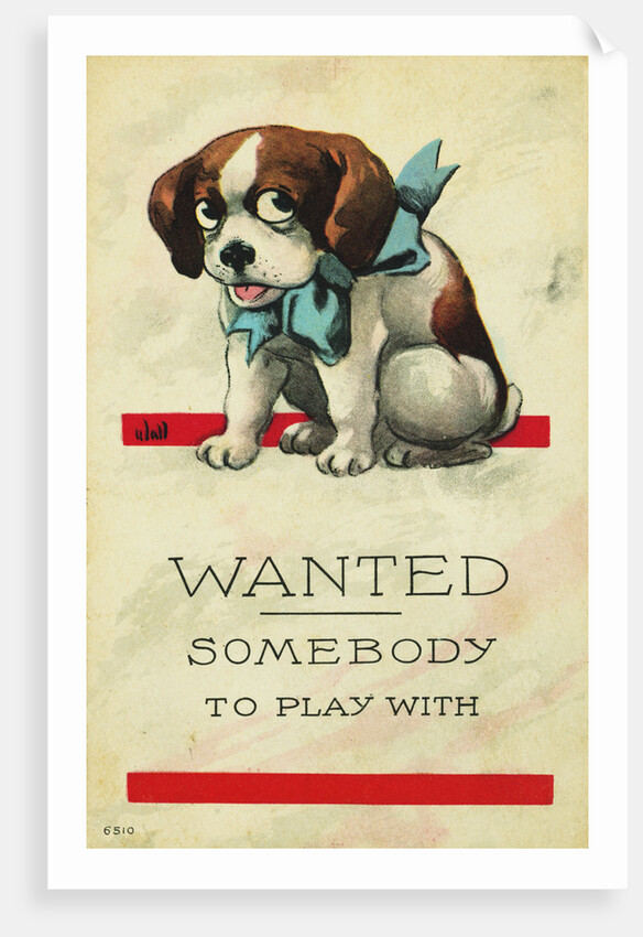 Wanted: Somebody to Play With Postcard by Wall