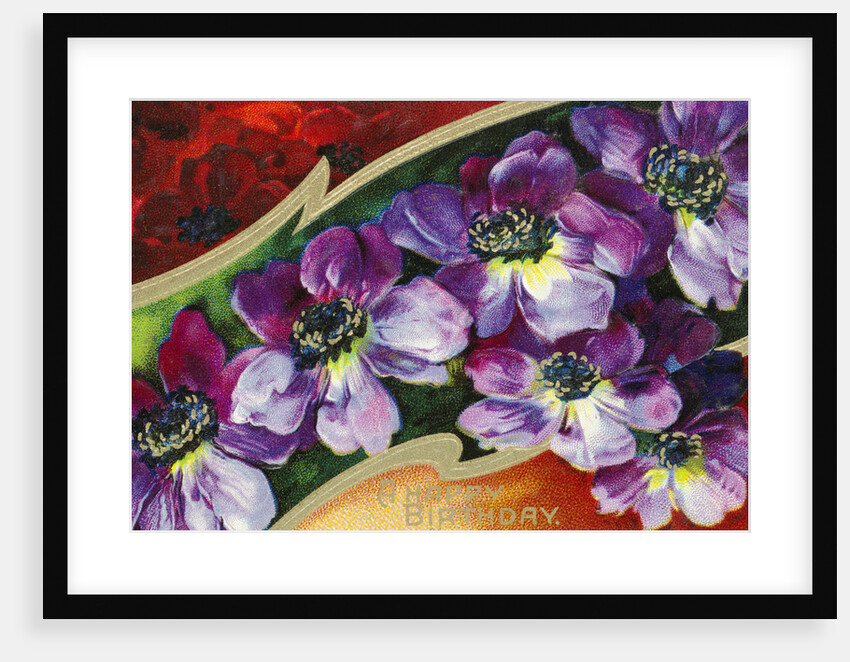 A Happy Birthday Postcard with Purple Clematis by Anonymous