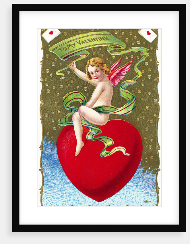 To My Valentine Postcard with Cupid on a Heart by Anonymous