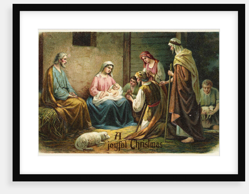 A Joyful Christmas Postcard with Nativity Scene by Anonymous