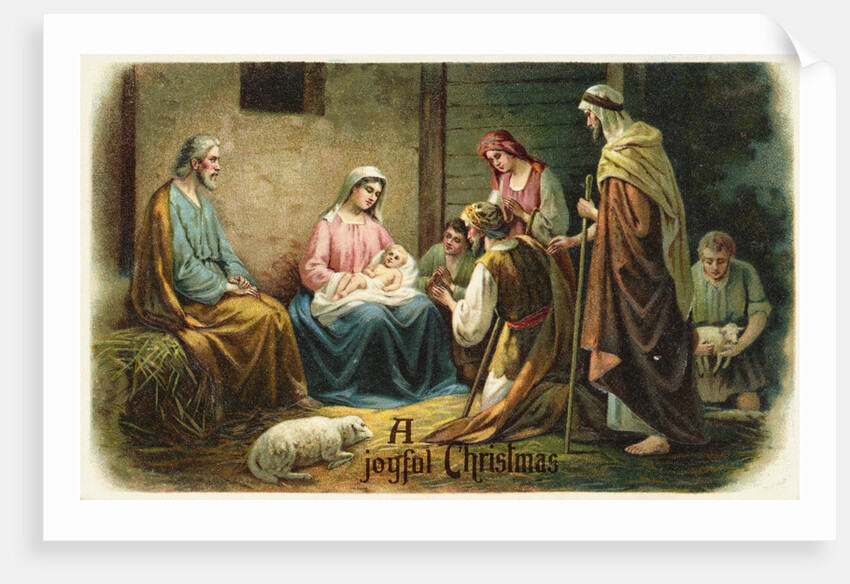 A Joyful Christmas Postcard with Nativity Scene by Anonymous