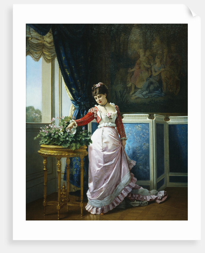 Watering Flowers by Auguste Toulmouche