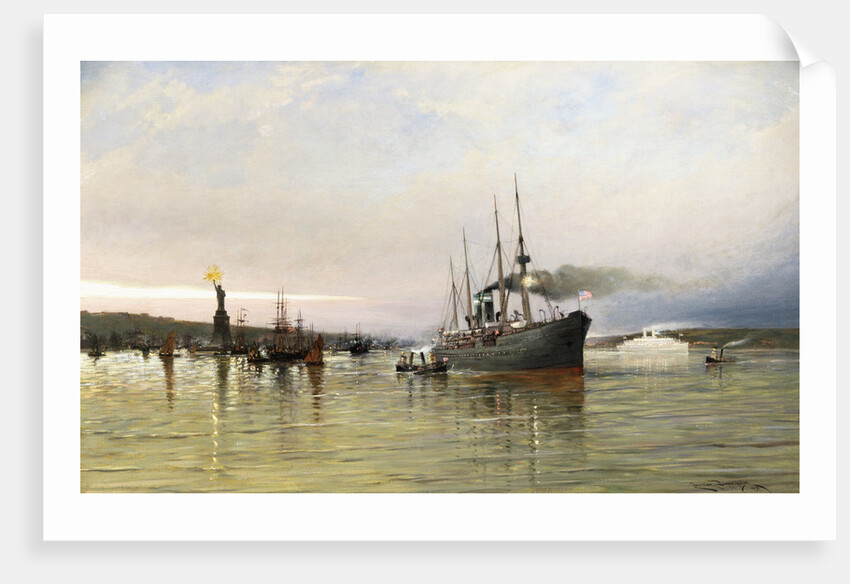 Shipping near the Statue of Liberty by Christian Cornelius Dommerson