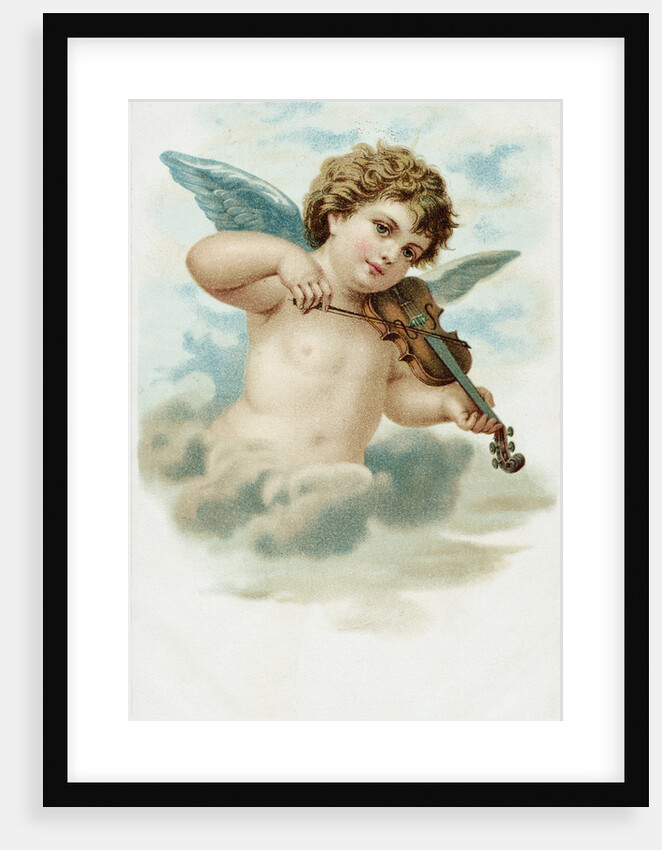 Postcard with a Cherub Playing a Violin by Anonymous