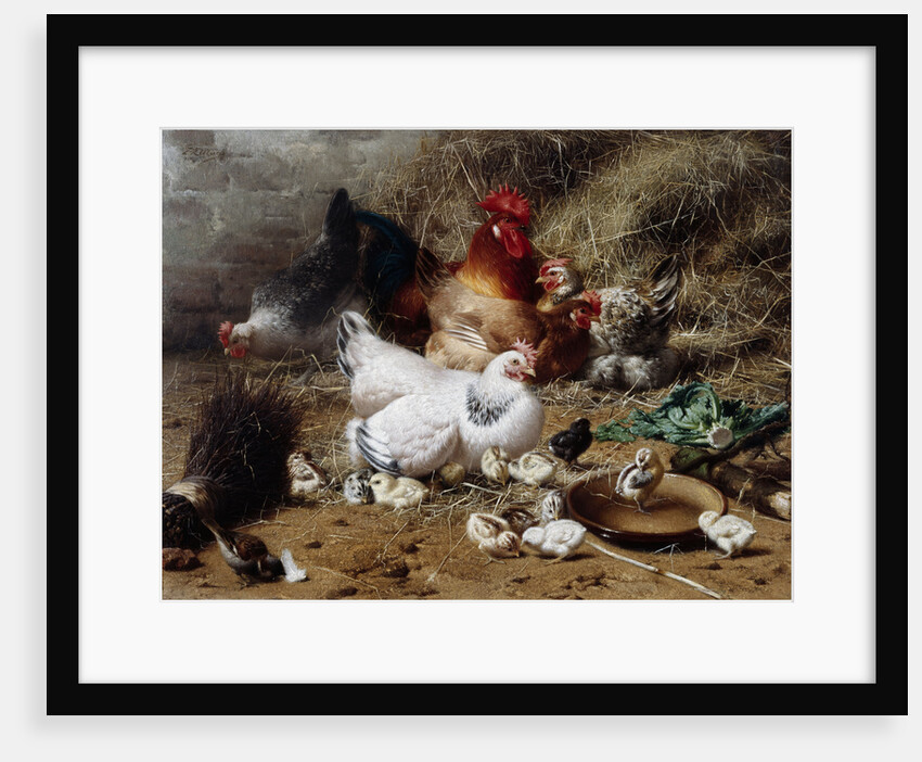 A Family of Chickens by Eugene Remy Maes