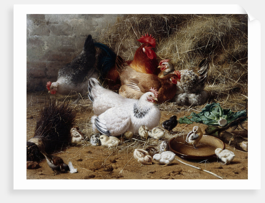 A Family of Chickens by Eugene Remy Maes