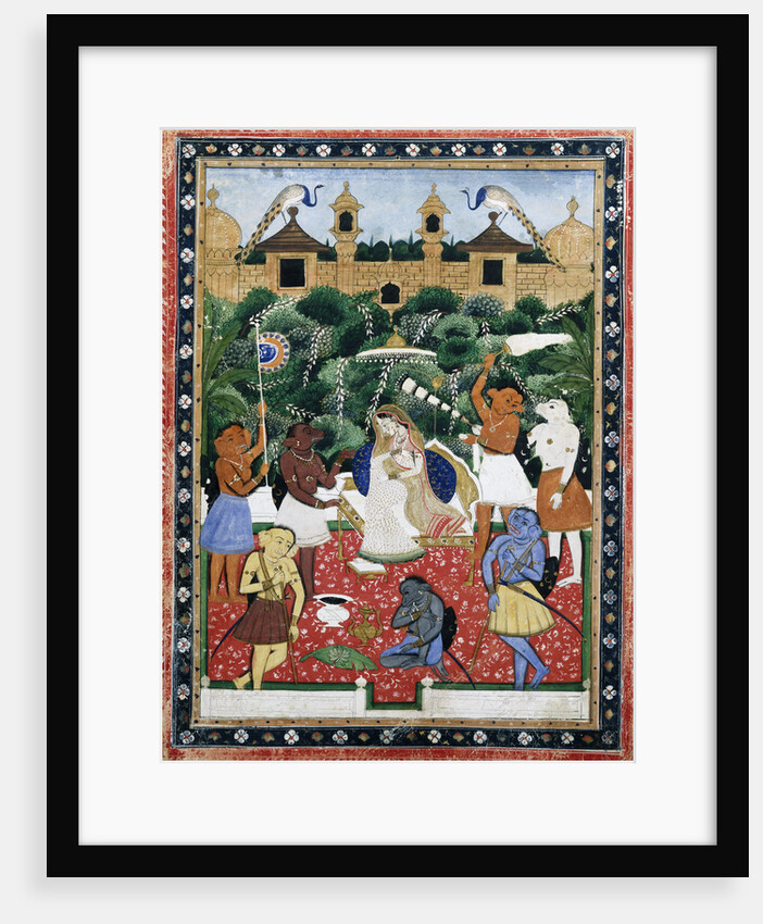 19th-Century Indian Painting of the Wife of Rajah Ramchanderjee In Rawan's Garden by Anonymous