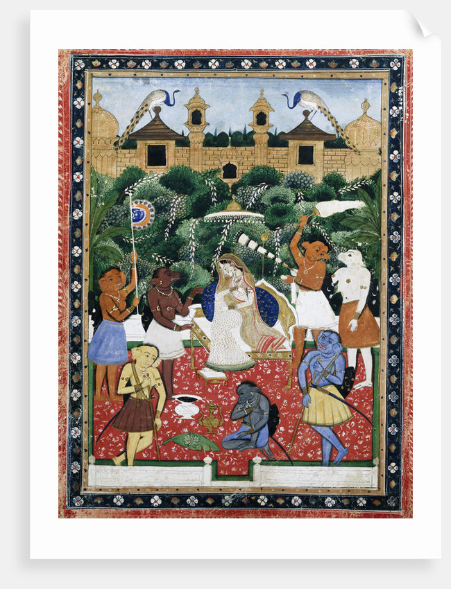 19th-Century Indian Painting of the Wife of Rajah Ramchanderjee In Rawan's Garden by Anonymous