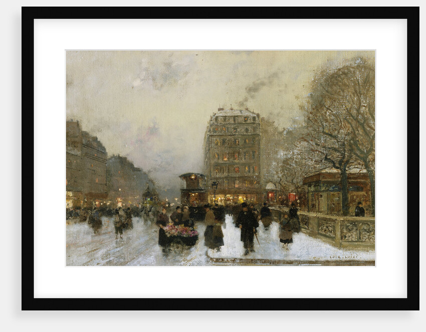 A Paris Street Scene in Winter by Luigi Loir
