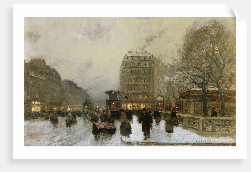 A Paris Street Scene in Winter by Luigi Loir