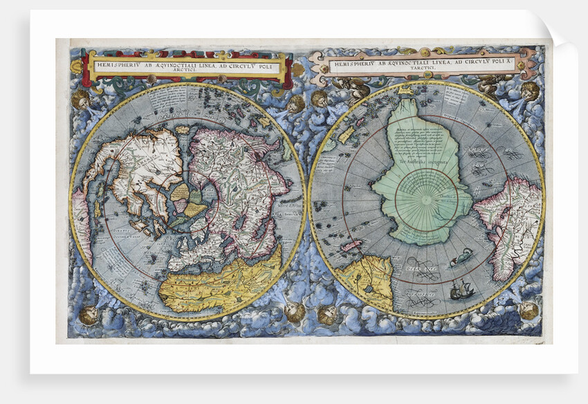 Hemispherius ab Aeqinoctiali Linea, Poli Artici 17th-Century Dutch Map by Anonymous