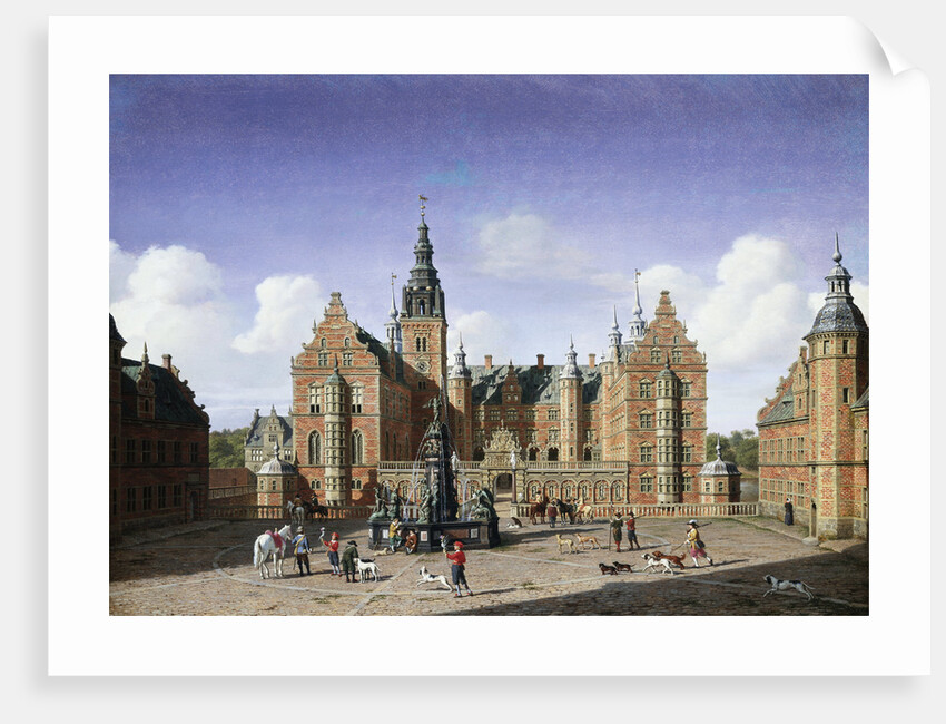 Frederiksborg Castle, the Departure of the Royal Falcon Hunt by Heinrich Hansen