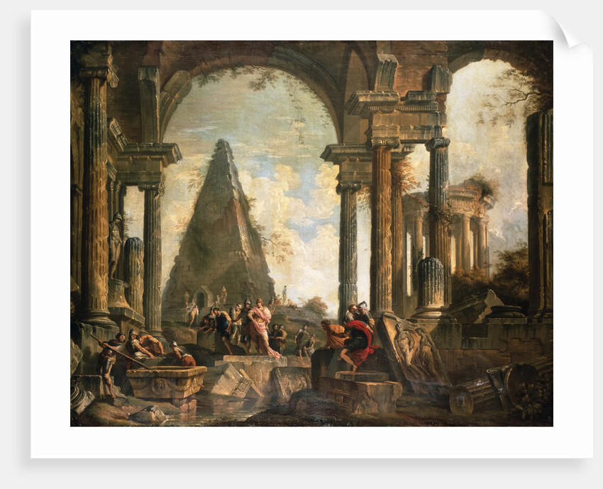 A Capriccio of the Ruins of Rome by the School of Giovanni Paolo Panini by Anonymous