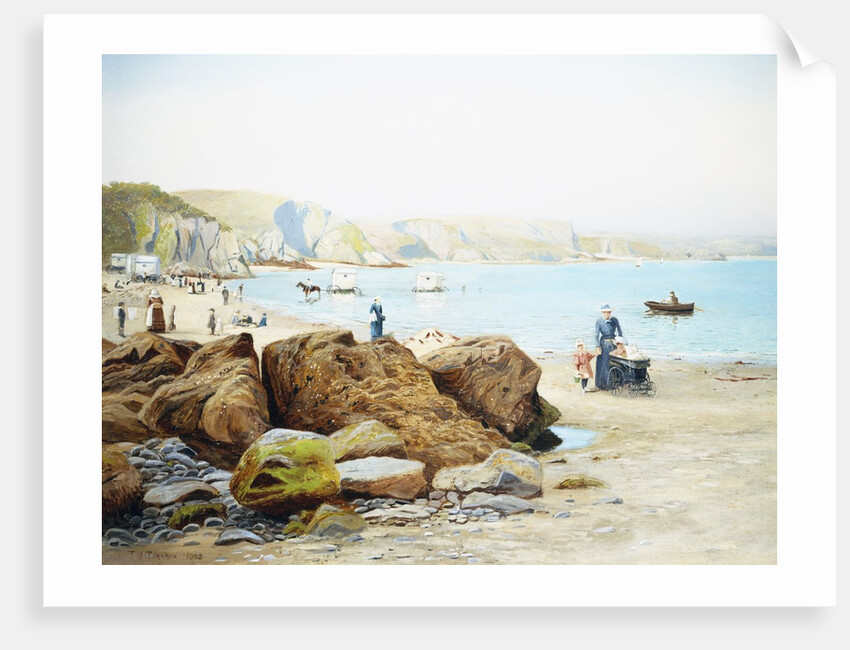 A Beach Scene in Cornwall, England by Thomas J. Purchas