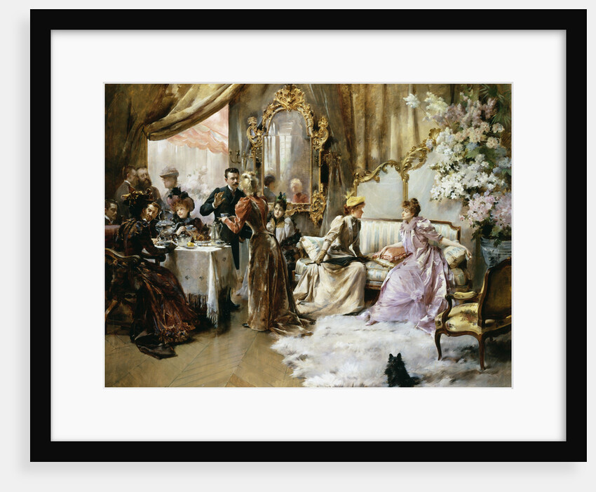 An Elegant Tea Party in the Artist's Studio by Madeleine Jeanne Lemaire