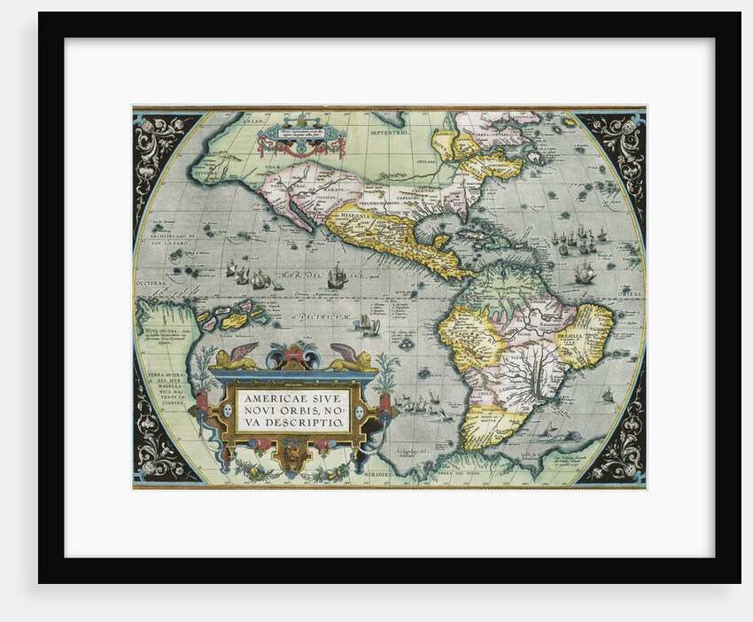 Americae Sive Novi Orbis, Nova Descriptio Map by Abraham Ortelius