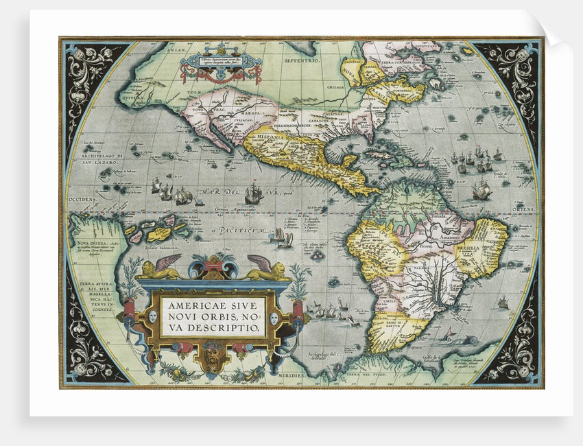 Americae Sive Novi Orbis, Nova Descriptio Map by Abraham Ortelius