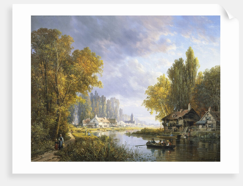 A River Scene in France by Charles Euphrasie Kuwasseg