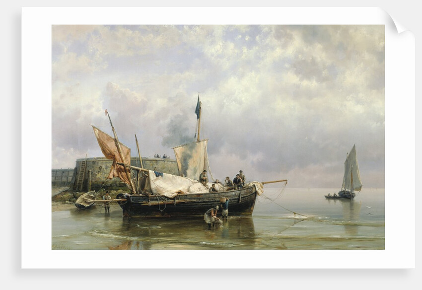 Fishermen near Rotterdam, Holland by Hermanus Koekkoek the Younger