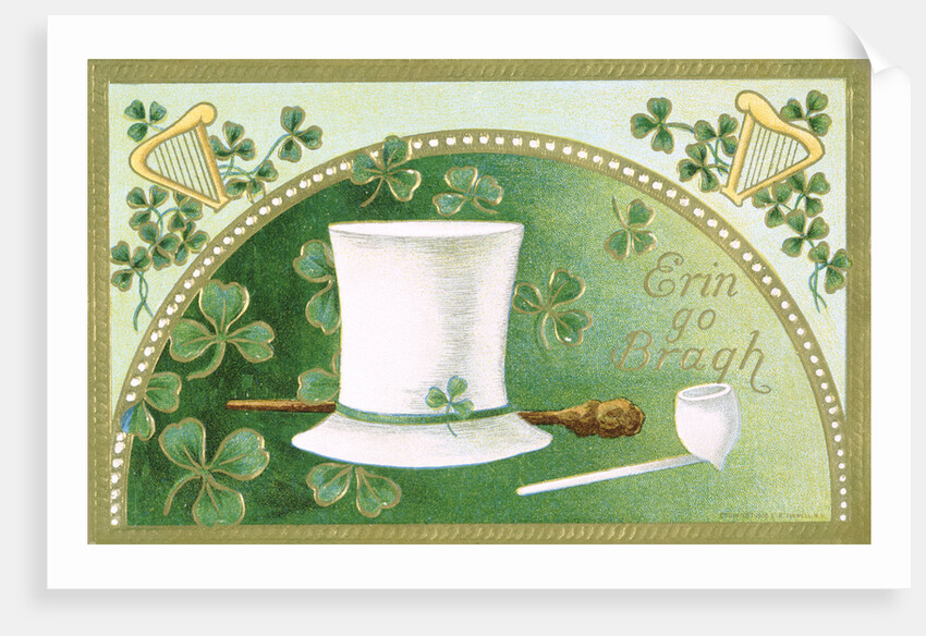 Erin Go Bragh Postcard with Top Hat by Anonymous