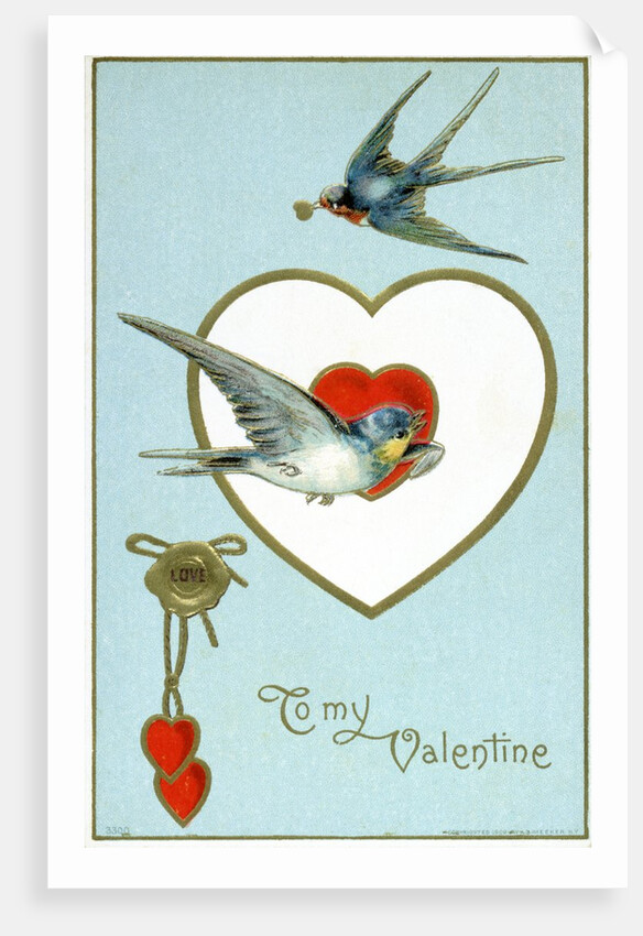 To My Valentine Postcard with Swallows by Anonymous