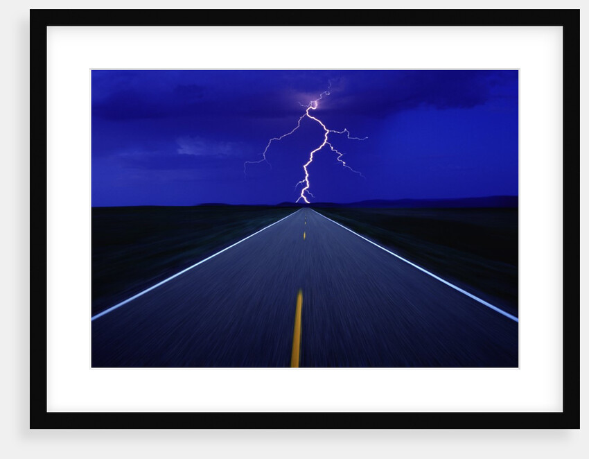 Road and Lightning by Anonymous