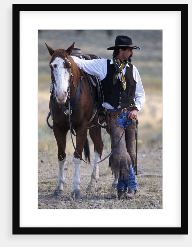 Cowboy Waiting with Horse by Anonymous