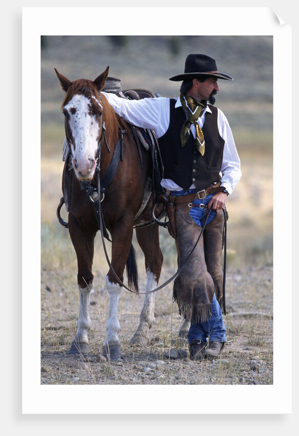 Cowboy Waiting with Horse by Anonymous