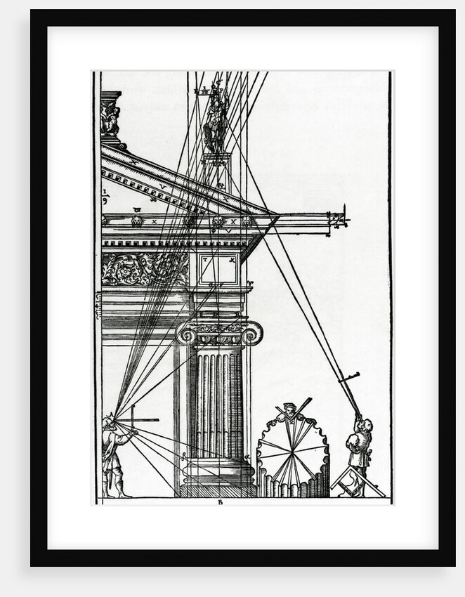 Sixteenth Century Woodcut of Engineers Surveying a Classical Building by Anonymous