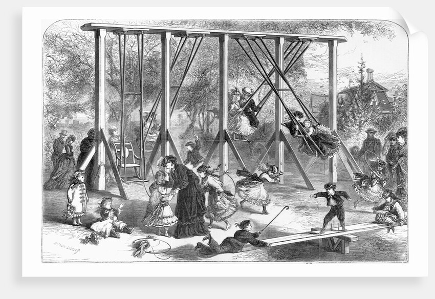19th-Century Illustration of a Playground in Central Park by Anonymous
