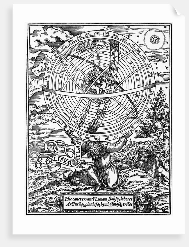 Print of Atlas Supporting a Ptolemaic Universe by Anonymous