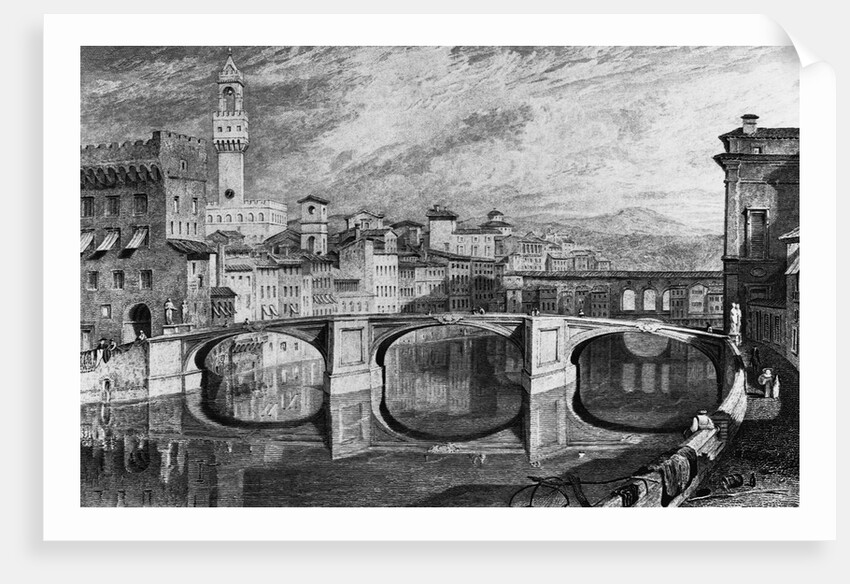 Florence, Italy: The Ponte Vecchio. Undated by J.M.W. Turner. R.A. from a finished sketch by James Iiakewill. Engraved by S. Rawle