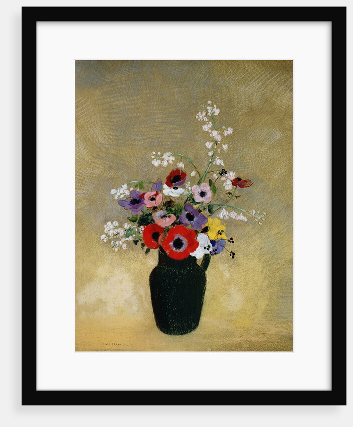 Large Green Vase with Mixed Flowers by Odilon Redon