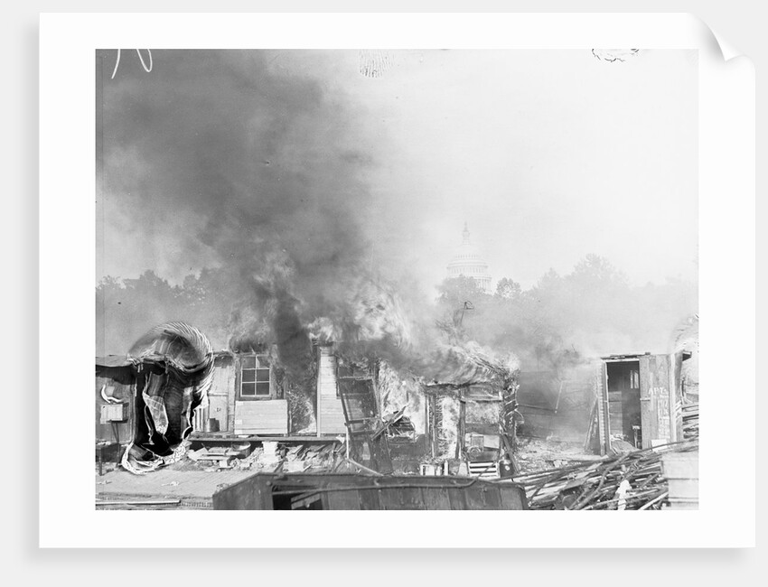 Shanties Burning in Bonus Army Shantytown by Anonymous
