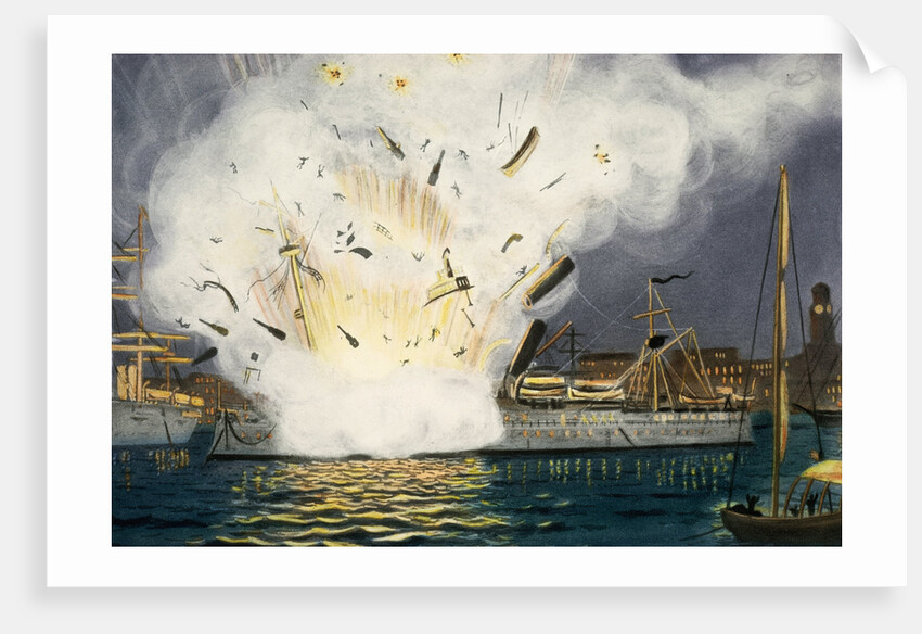Illustration of Explosion of the USS Maine in Havana Harbor by Anonymous