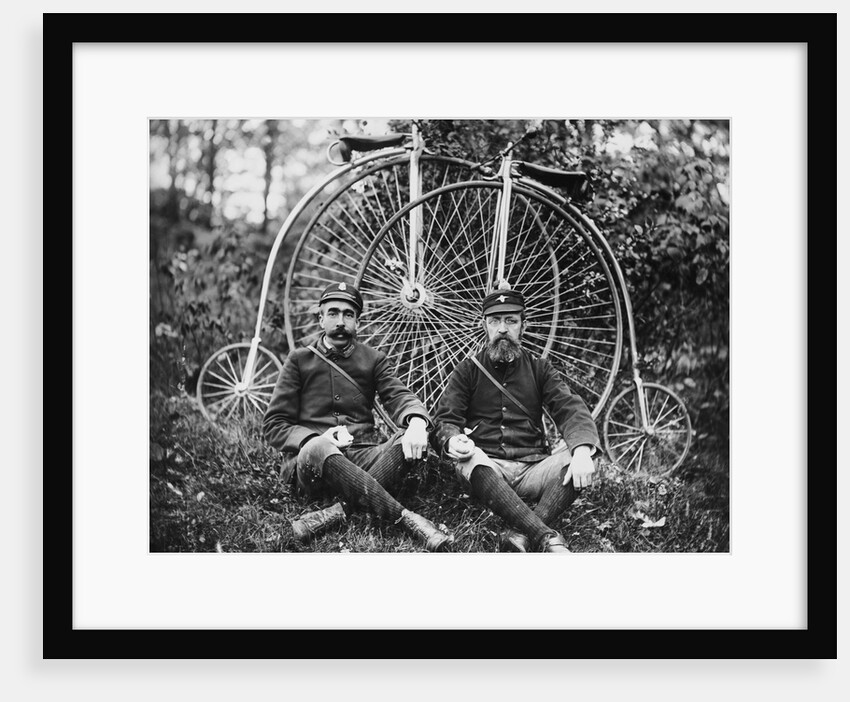 Early Bicyclists Taking a Break by Highwheelers