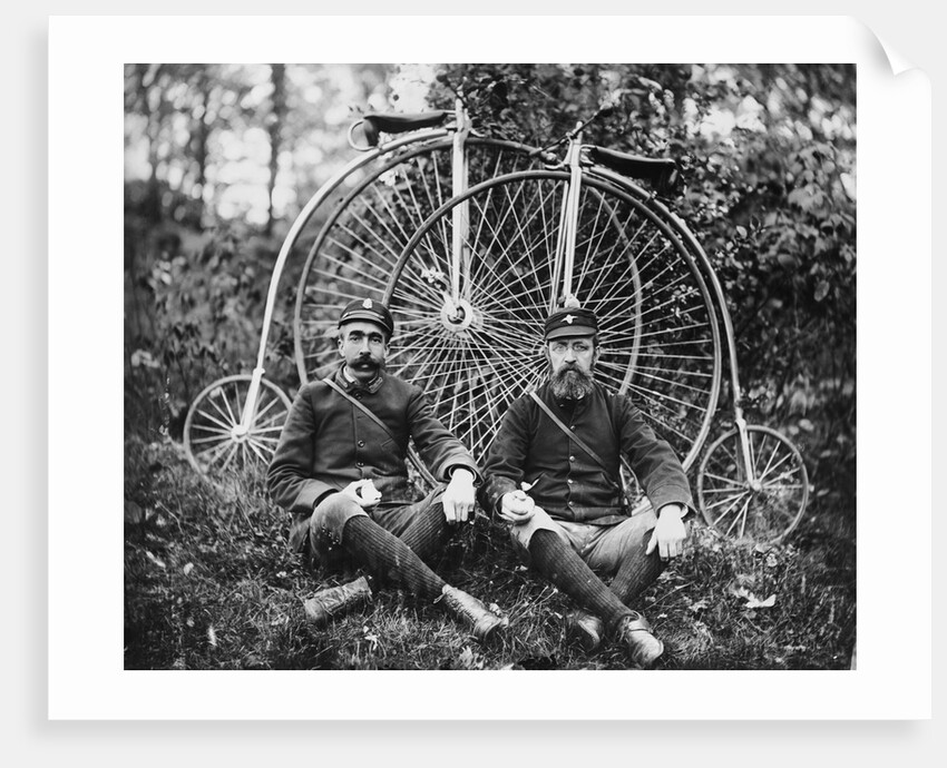Early Bicyclists Taking a Break by Highwheelers