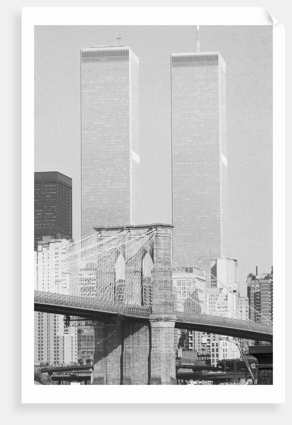 Brooklyn Bridge and World Trade Center Towers by Anonymous